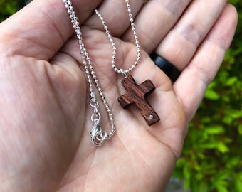 Wood Cross necklace-Bolivian Rosewood
