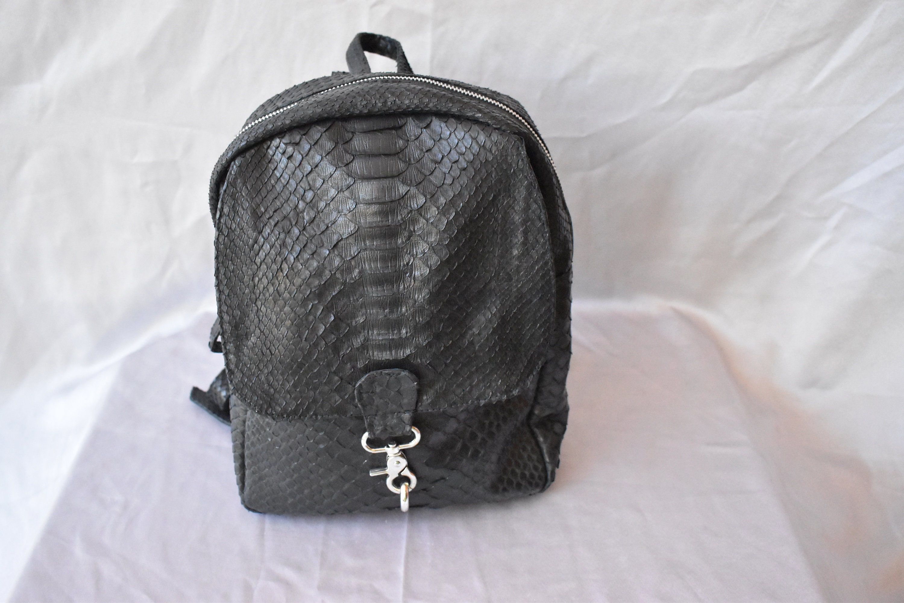 Snake skin designer backpack for women Genuine Python leather | Etsy