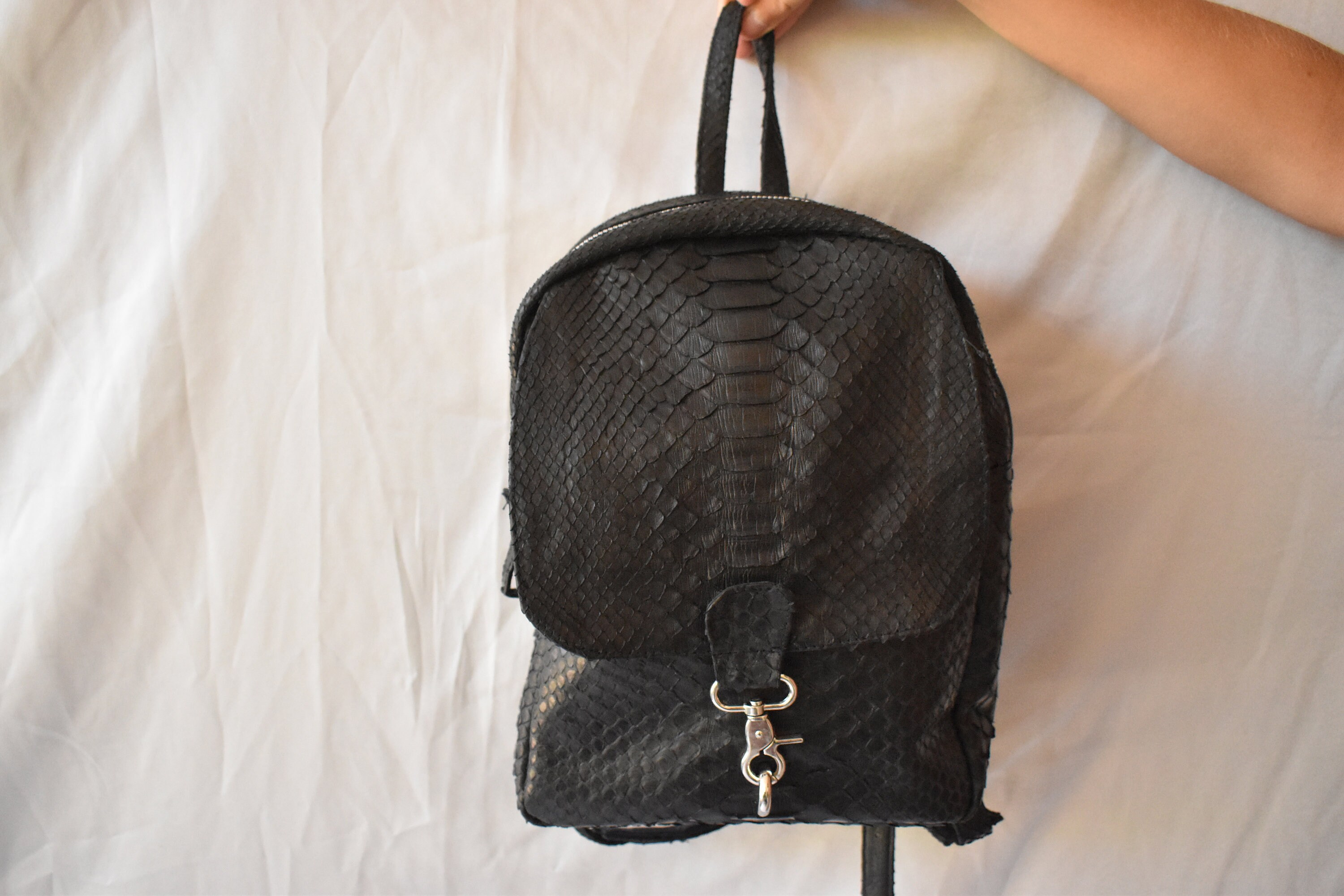 Snake skin designer backpack for women Genuine Python leather Etsy
