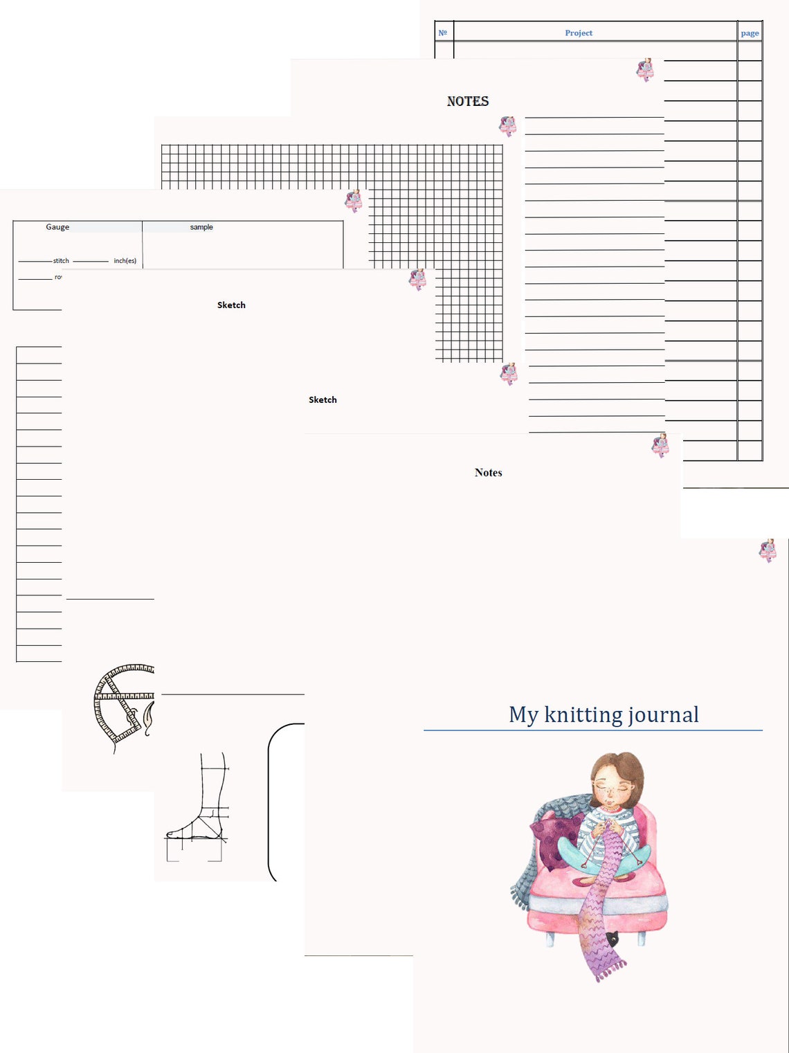 Knitting journal Digital download Etsy