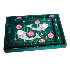 Handpainted Trays with Indian Pattachitra for holiday gifting wedding decor jewellery storage display image 4