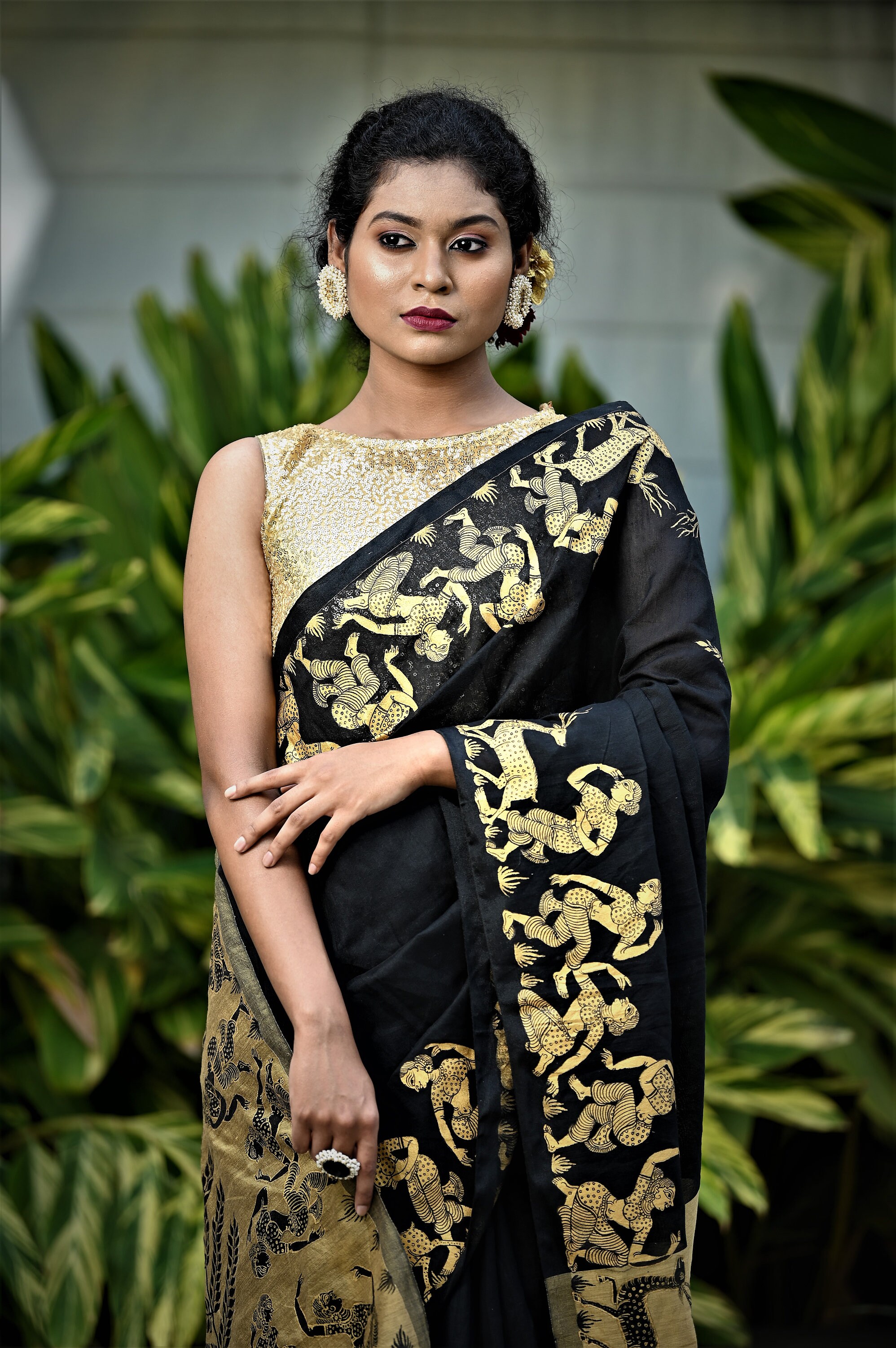 Black and Gold Saree - Etsy