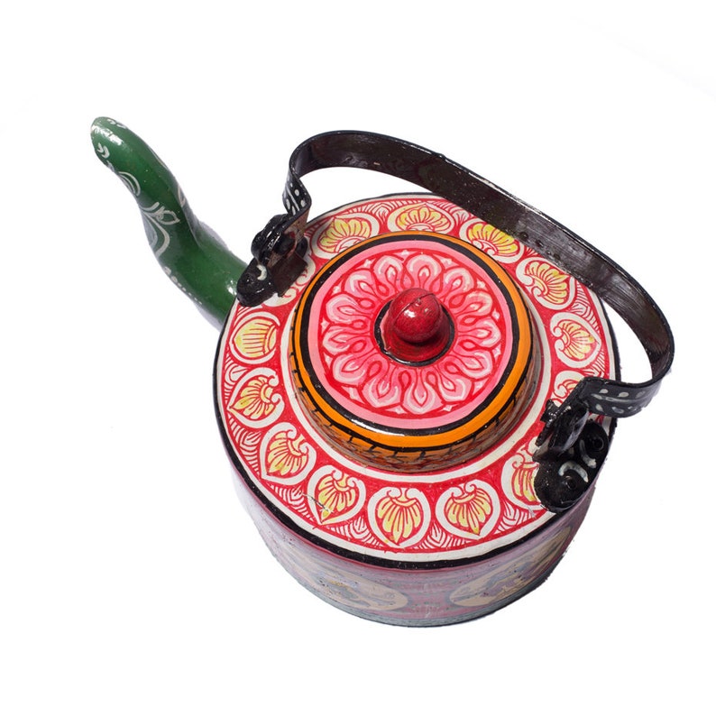 Unique Vintage teapot/kettle in Indian Red and Yellow Etsy