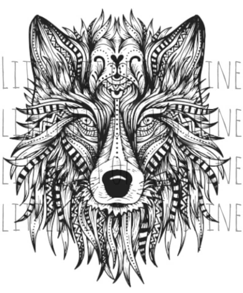 Download Zentangle Wolf PNG/SVG/Silhouette Cut File/Clip Art | Etsy