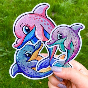 Delfine – Glitzer-Sticker, 3er Set