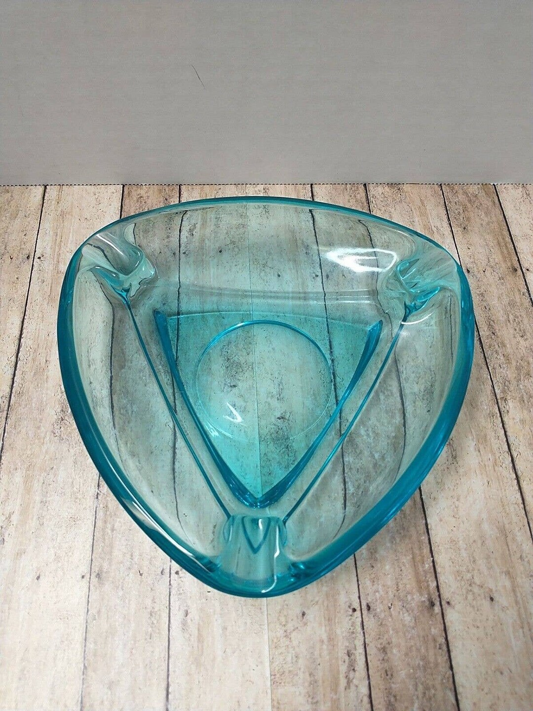 Vintage Mid Century Triangle Ashtray Hazel Atlas Capri Aqua Etsy