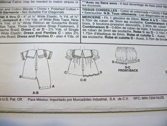 8113 UNCUT McCalls Vintage Sewing Pattern Infant Jumpsuit Dress Panties Beret FF