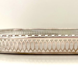 Classic Vintage Silver Etched Tray with Cut Out Pattern Detail