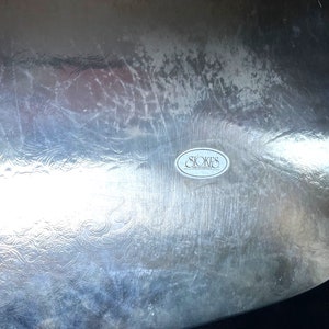 Classic Vintage Silver Etched Tray with Cut Out Pattern back
