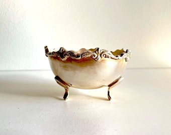Vintage Silver Plated Bowl | Decorative Antique Bonbon Bowl | 3 footed Compote Dish | 19th-century Candy Dish | Mid Century Serving Dish