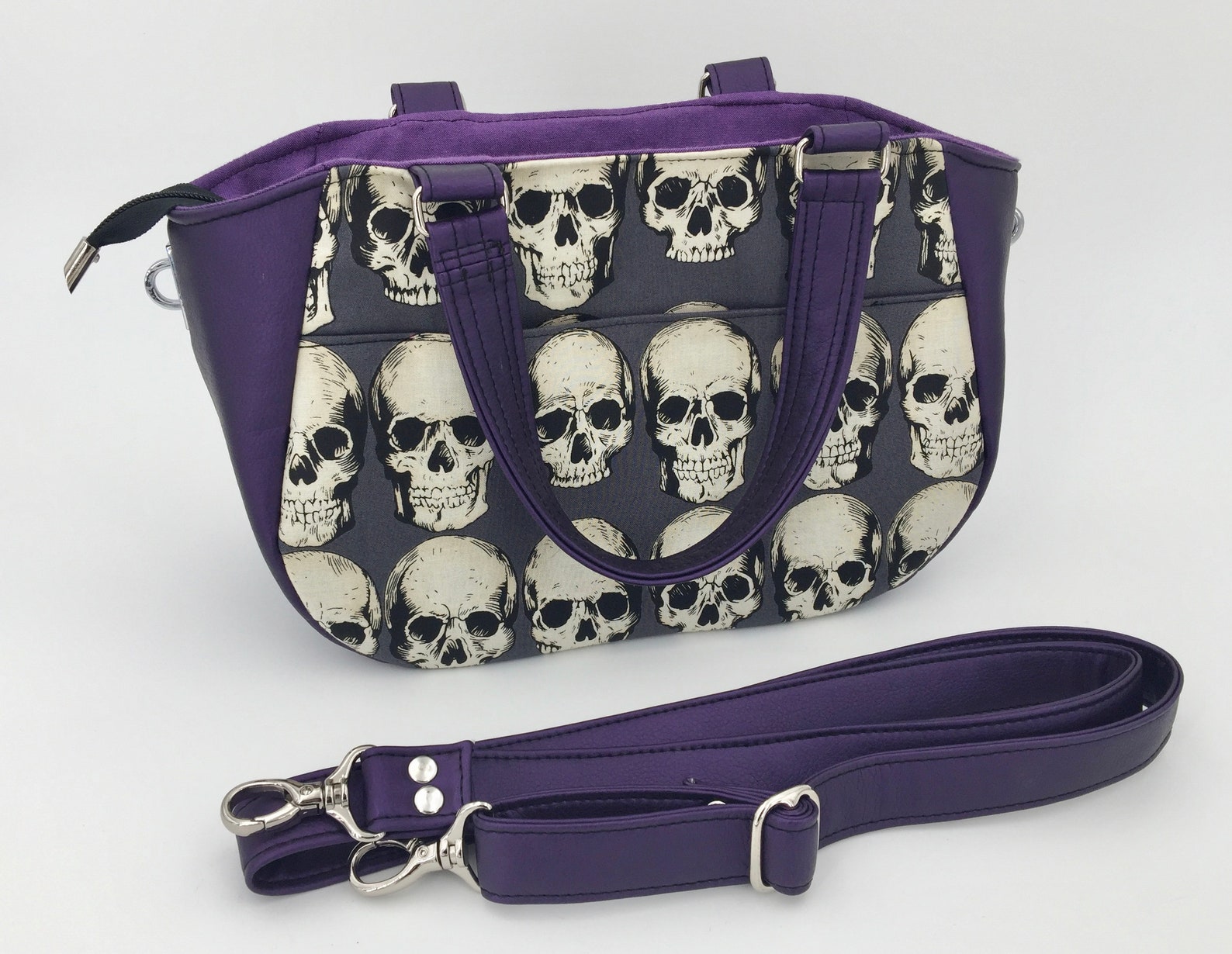 Handbag Shoulder Bag Skulls Skulls Purple/black Punk / Gothic Etsy