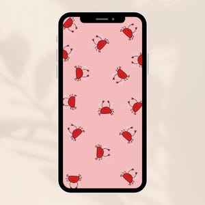 Cute Crab Wallpaper – Playful Red Crabs on Pink Background | Fun Beach Vibe Phone Background