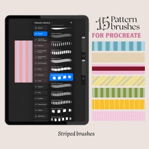 Procreate用パターンブラシセット｜シームレスブラシ15種類｜ストライプブラシ｜iPad用デジタルダウンロード