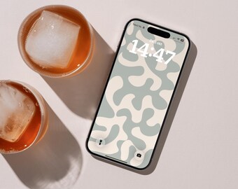 Blå abstrakt telefonbakgrund | Pastellmönster | Estetisk Cottagecore iPhone-bakgrund | Digital nedladdning