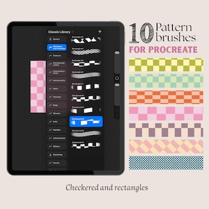 Procreate Pattern Brush Set | 10 Seamless Brushes | Checkered & Rectangle Brushes | iPad Digital Download