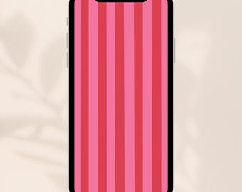 Rood roze gestreepte telefoonachtergrond – minimalistische wallpaper – esthetische digitale download voor iPhone en Android