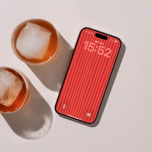 Red Wavy Line Phone Wallpaper • Coral Abstract Pattern Background • Minimalist Aesthetic Digital Download for iPhone & Android