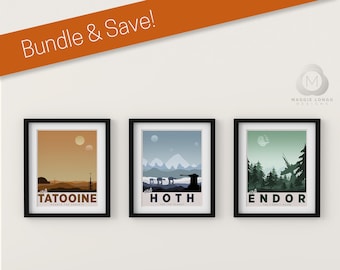 Star Wars Retro Travel Posters Set Of 3 Poster Prints Etsy