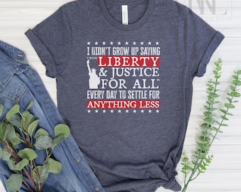 Liberty and Justice Tee: Patriotic Quote Unisex T-Shirt