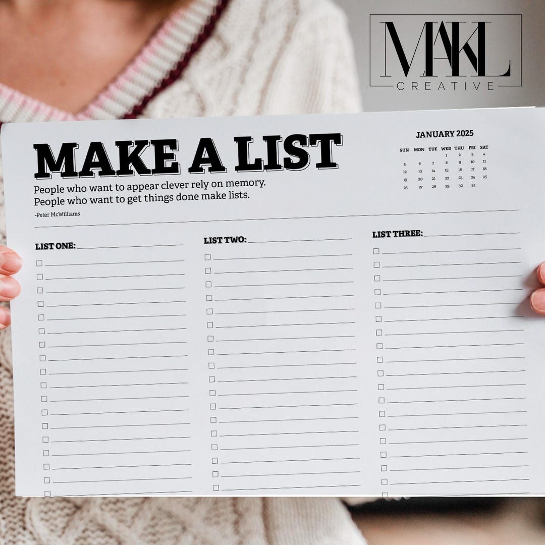 Multiple List Organizer; Printable; PDF; Download; to Do List; Monthly ...