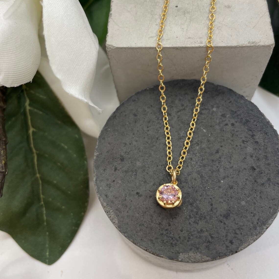 Dainty Birthstone Locket Necklace Locket Necklace With Photo Etsy