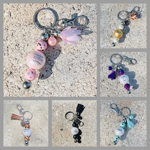 stock metal bar beaded key chain