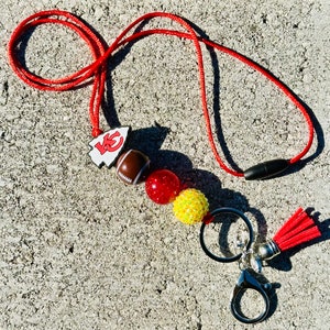 Game day beaded lanyards, team lanyards, college football lanyards, school spirit lanyards, baseball, teacher lanyard,