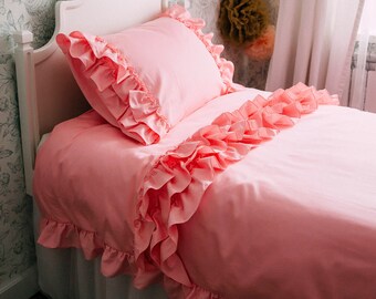 White Gold Heart Ruffle Comforter Set For Kids White Metallic Etsy