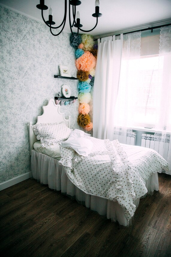 White Gold Heart Ruffle Comforter Set For Kids White Metallic Etsy