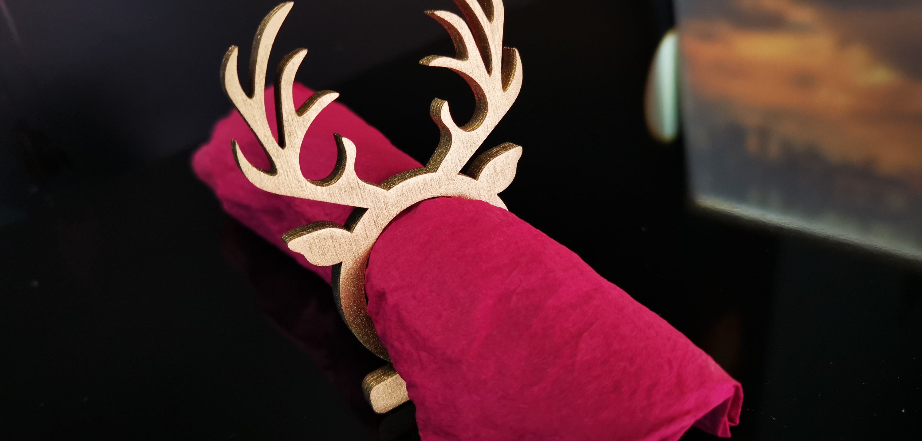 Christmas Napkin Rings Reindeer Decor Gold Napkin Ring Wooden Etsy