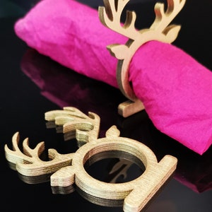 Anelli di tovagliolo di Natale Arredamento renna Anello tovagliolo in legno Anelli di tovagliolo servire accessori cena decorazione decorazione di Natale arredamento