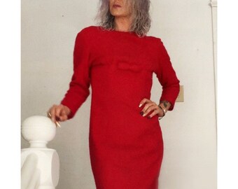 red dress outfit winter