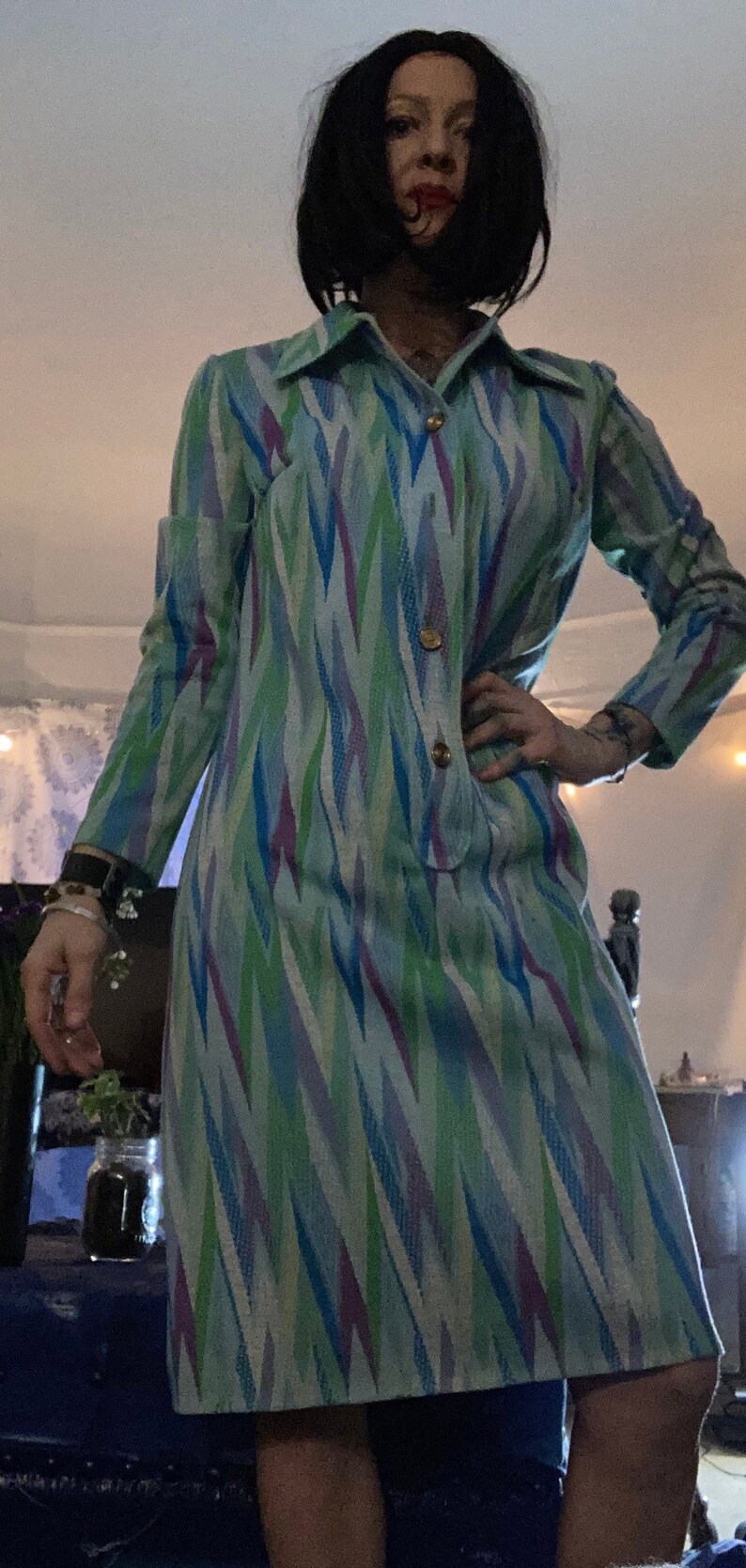 Vintage Psychedelic mod 1960s size medium dress