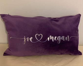 Personalised Velvet Couples Cushion/Pillow/Name Pillow