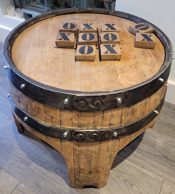 Noughts and Crosses Handmade Oak Whiskey Barrel Table - Etsy