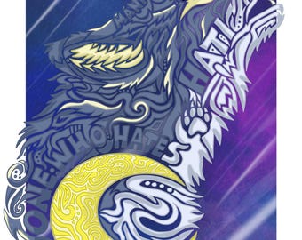 Estampado de lobo de Hati