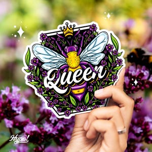 蜂ステッカー 女王蜂 ビニールデカール、花柄蜂イラスト バンパーステッカー、ボスベイブ ビニールステッカー、防水ステッカー