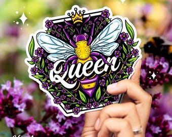 Pegatina de abeja reina, pegatina para parachoques con ilustración floral de abeja, pegatina de vinilo Boss Babe, pegatinas impermeables