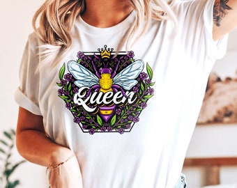 Queen Bee T-Shirt Queen Bee Crown Shirt, Self-Love, Boss Babe Tees, Queen Bee Graphic Tee, Bee Lover Shirt, Comfy Women's Graphic T-Shirts