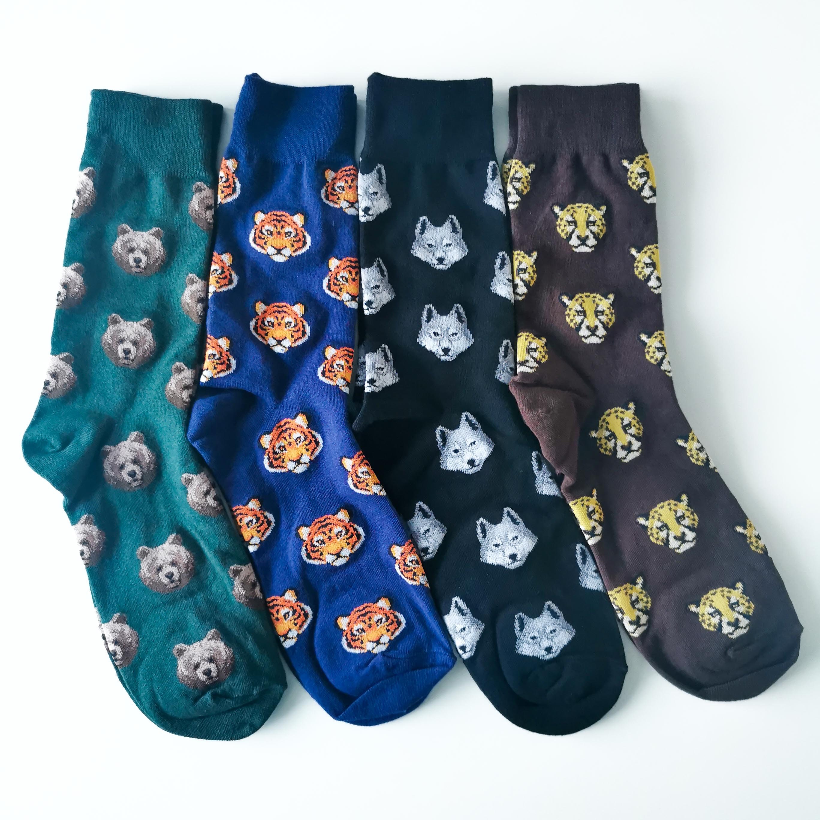 Bears, Tigers, Wolves & Leopard Unisex Socks | Adult UK Size 7-10.5 Animals, Woodland, Cat Socks