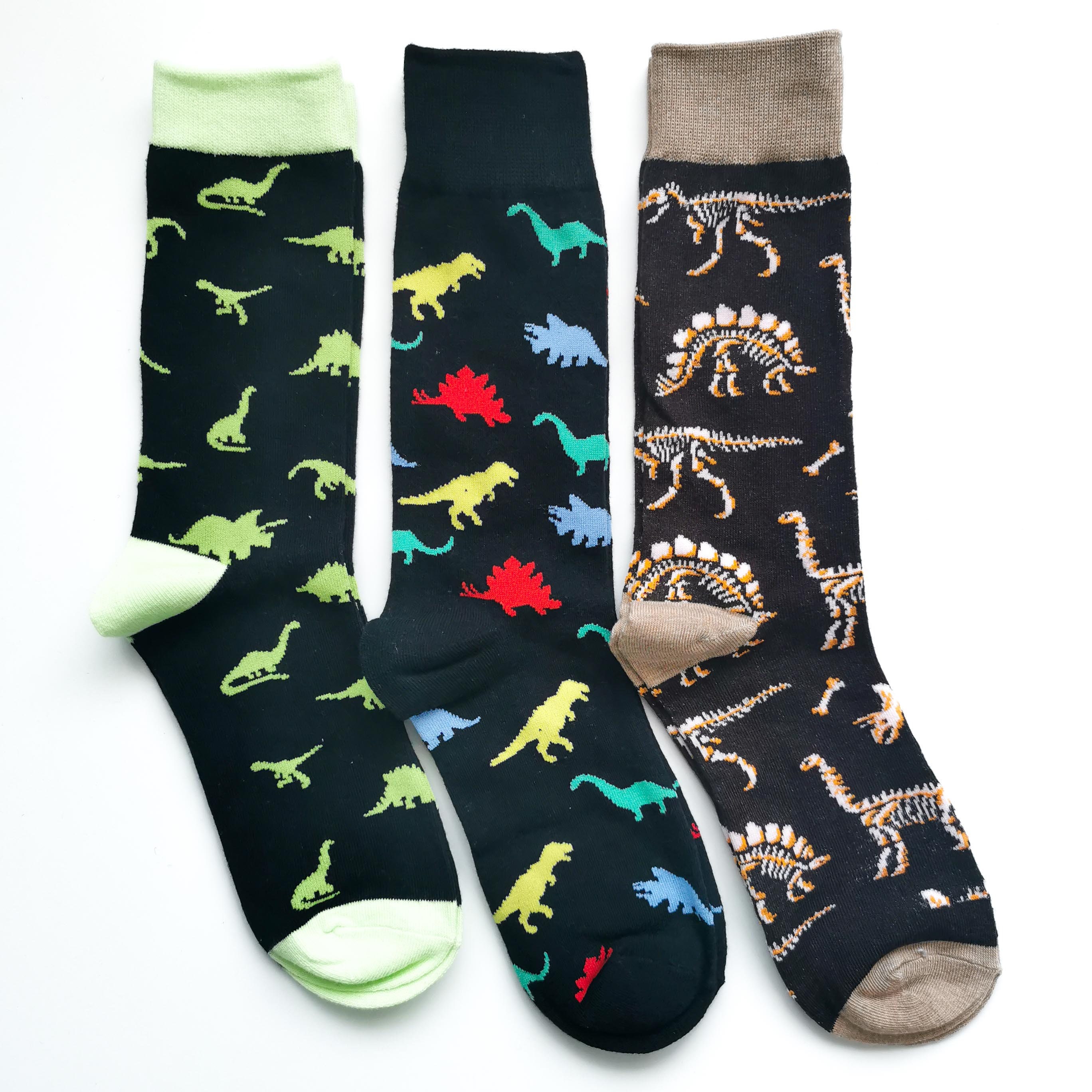 Dinosaur Unisex Socks | Adult UK Size 7-10 Colourful Dinos, Bones, T-Rex, Stegosaurus, Brachiosaurus, Triceratops