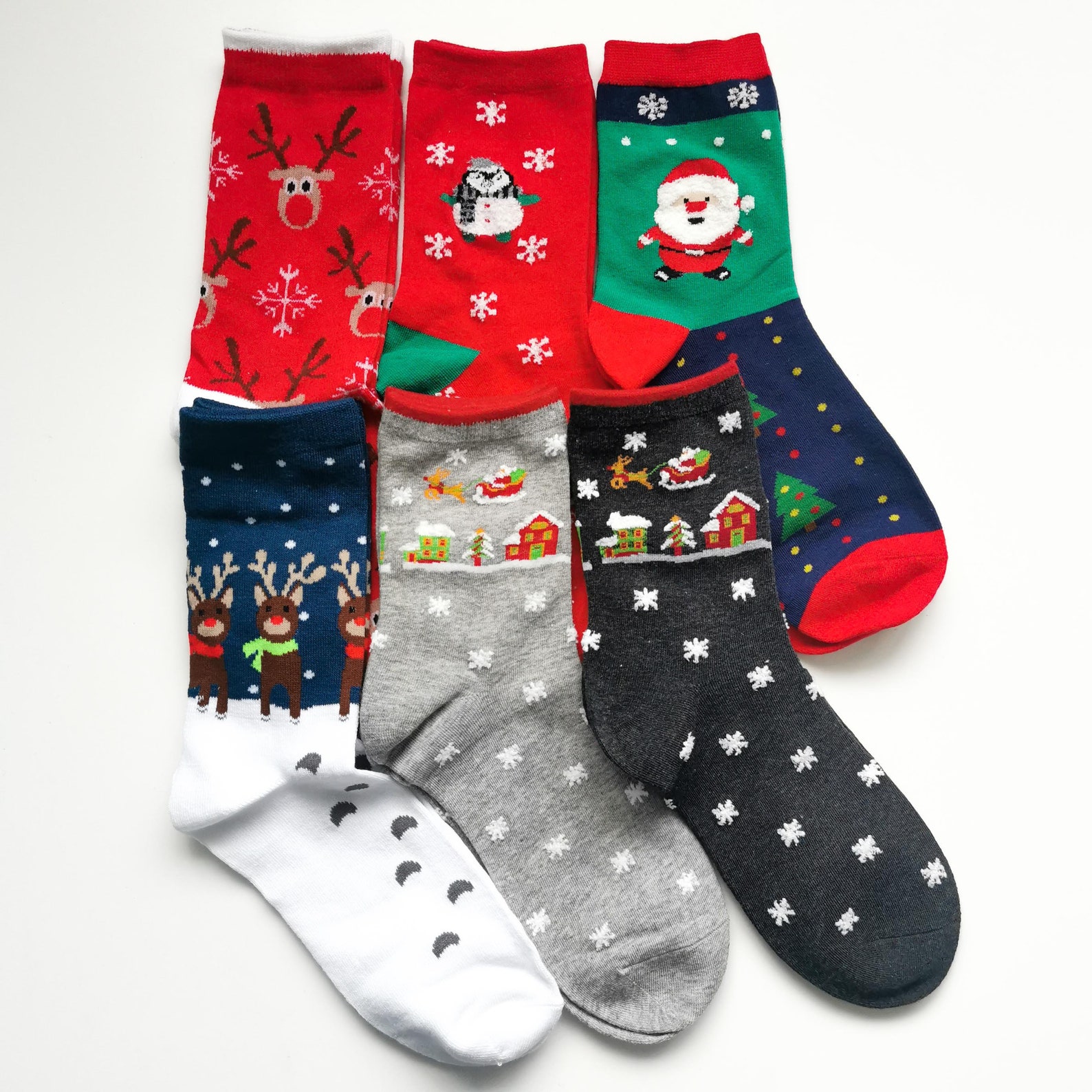 Chaussettes de Noël Santa Pingouin Rudolph Traîneau Snow | Etsy