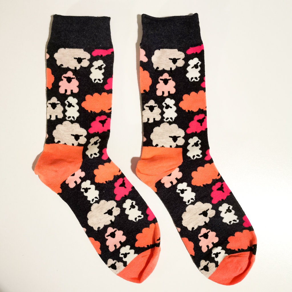 Sheep Socks | Adult UK Size 6-9 Cute, Soft, Colourful, Happy Warm Cotton