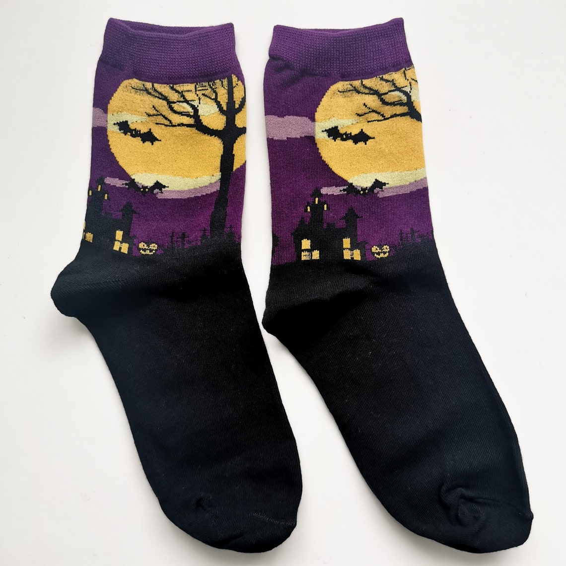 Baoblaze Halloween Socken Kinder - Kürbis Design Gestreift 44-47cm