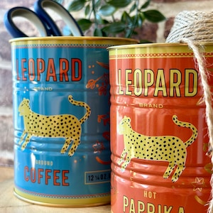 Leopard Storage  tins /  pair