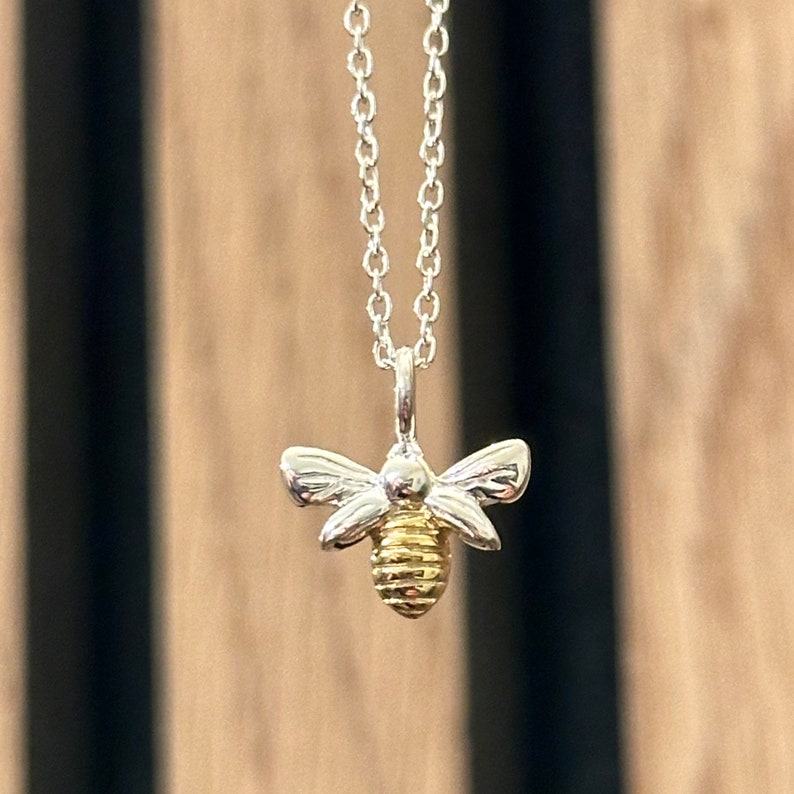 Bee Necklace / Gold Plated Sterling Silver/ Pom Jewellery - Etsy UK