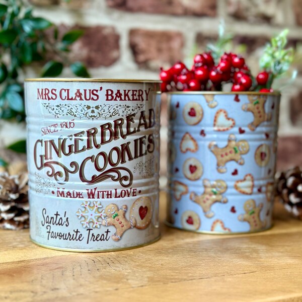 Pair of Gingerbread storage  tins / Christmas tins