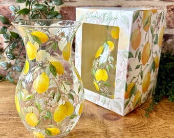 Fresh Lemons glass vase / giftboxed