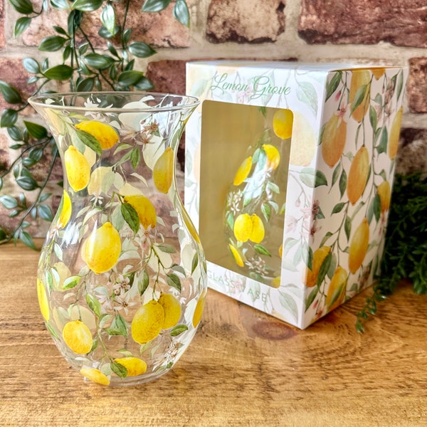 Fresh Lemons glass vase / giftboxed