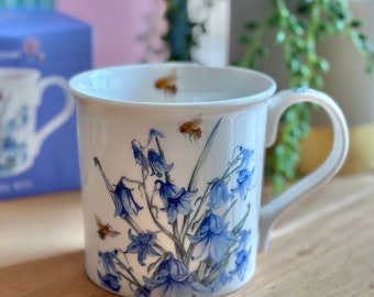 Bluebell Fine China mug in bespoke  gift box/ matching Coasters & Jugs also available